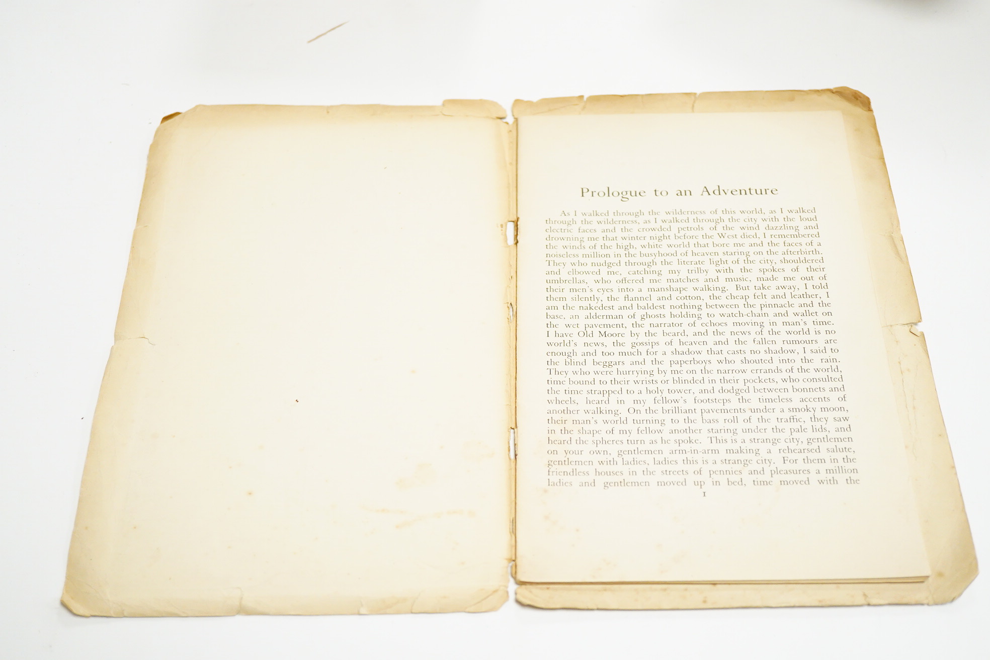 [Thomas, Dylan] Wales. No.1, Summer 1937; includes the author's Prologue to an Adventure, pp.1-6 (of 32); original printed wrappers, sm. 4to. *a platform for younger Welsh writers; John Cowper Powys was also a contributo